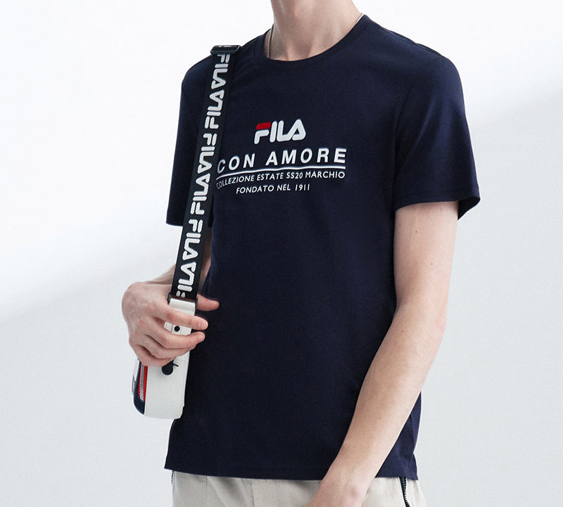 FILA Logo Printing Cotton Short Sleeve Blue F11M028114F-NV