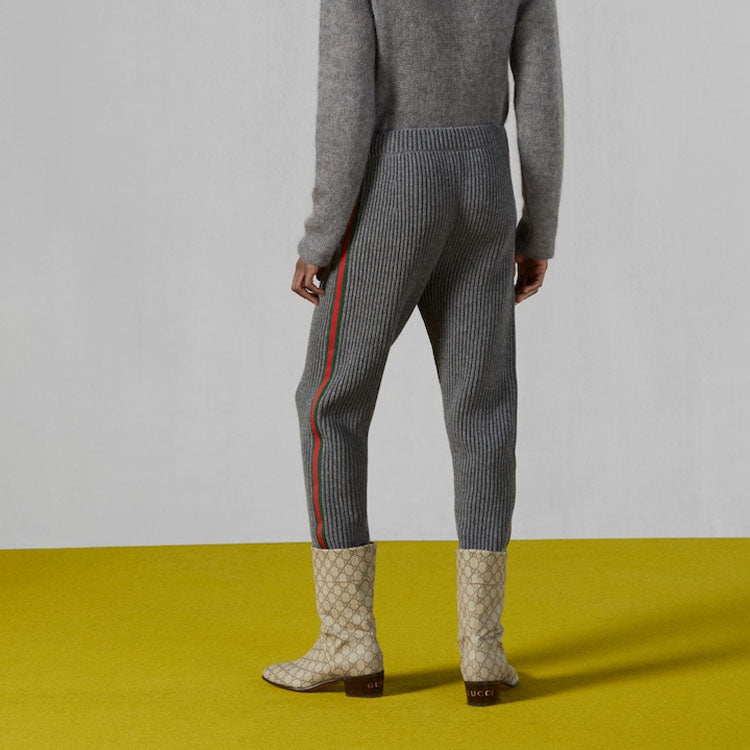 Gucci Wool Cashmere Pants With Web 'Grey' 758113-XKDH3-1160