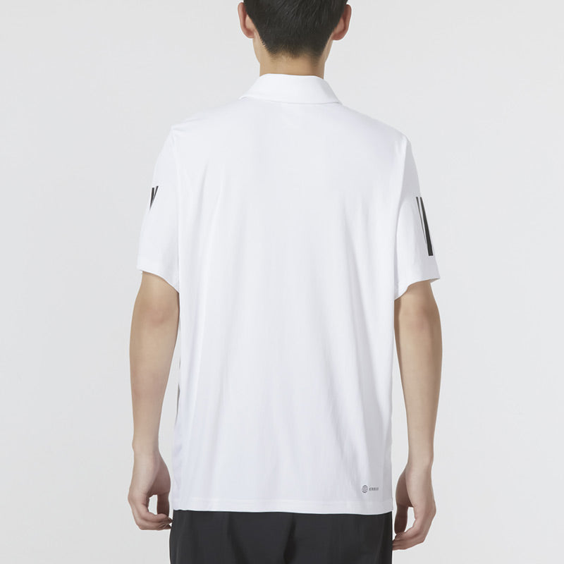 adidas Solid Color Stripe Tennis Athleisure Casual Sports Short Sleeve Polo Shirt White HF1815