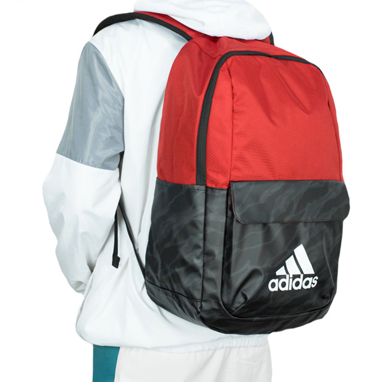 adidas Athletic Colorblock Zipper Schoolbag Backpack  Backpack Unisex Red / Black DM2913