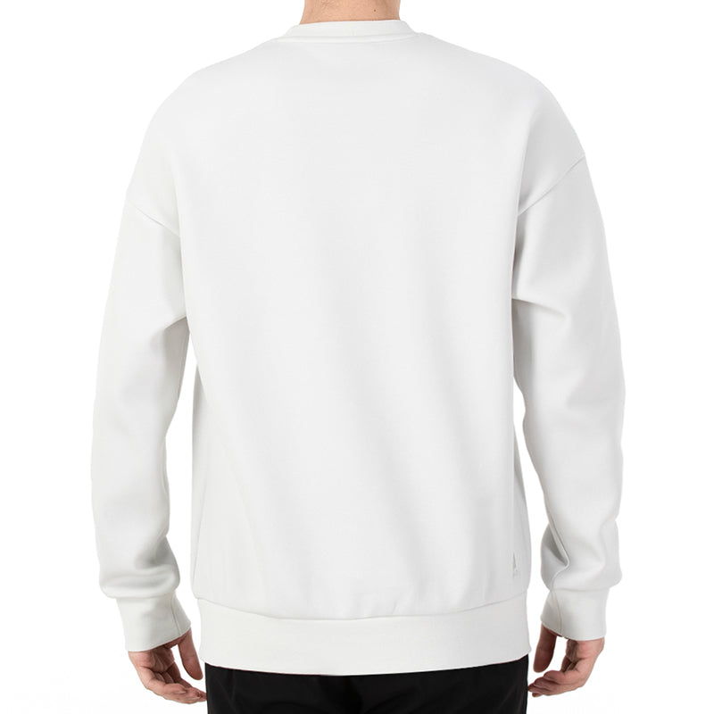 Men's adidas St Crewgfx Swt Long Sleeves Round Neck Pullover Gray White HE7465