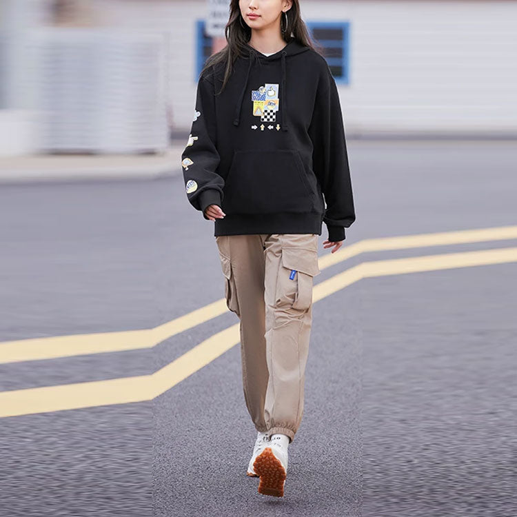 (WMNS) Li-Ning Sports Living Series Cartoon Pattern Pullover Hoodie 'Black' AWDS592-2