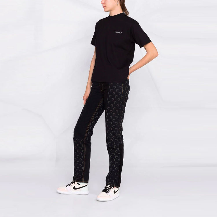 (WMNS) Off-White Logo-Print Diag T-shirt 'Black' OWAA049C99JER0011001