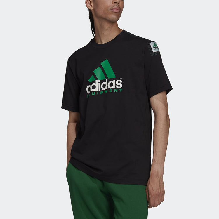 Men's adidas Large Logo Alphabet Printing Round Neck Short Sleeve Black T-Shirt HG8099