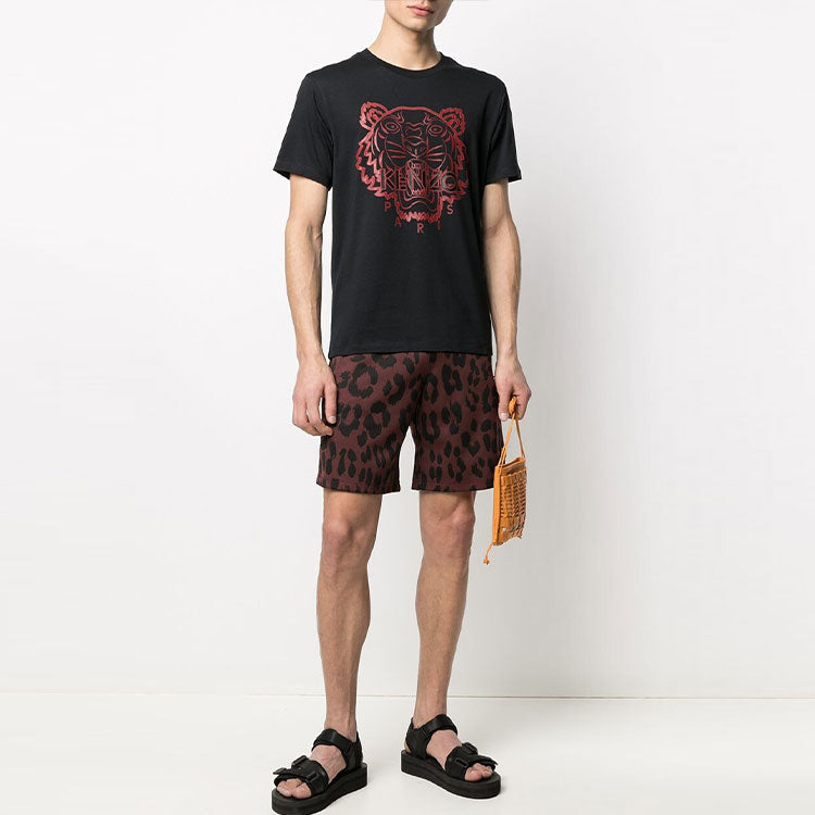 Men's KENZO SS21 Tiger Head Logo Printing Round Neck Short Sleeve Black FB55TS0204SE-99