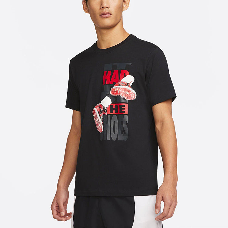 Air Jordan The Shoes Printing Sports Round Neck Short Sleeve Black DH8954-010