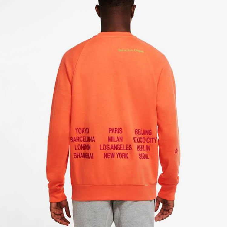 Nike As M Nsw Ft Crw Wtour Embroidered Pattern Round Neck Long Sleeves Orange DD0883-842