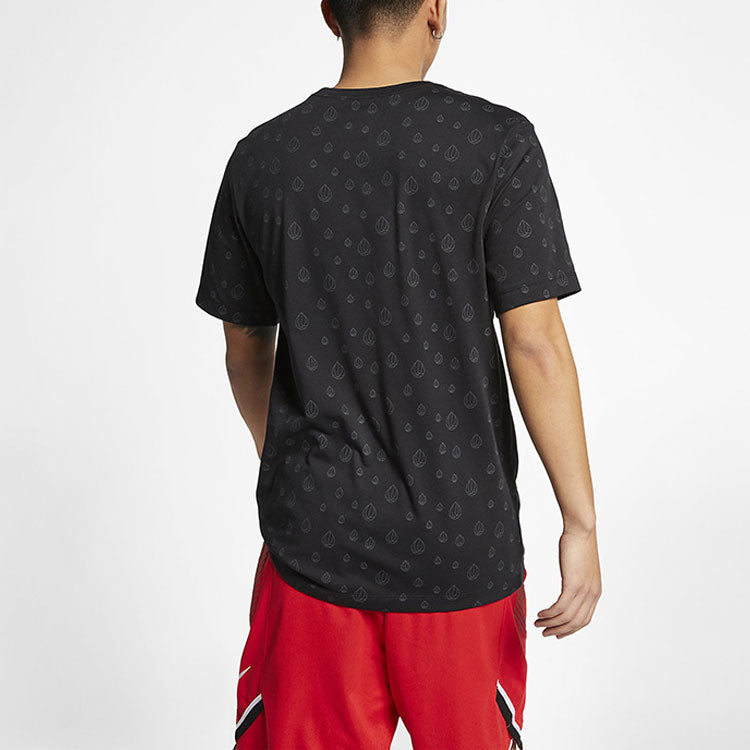 Nike Printing Knit Logo Casual Short Sleeve Black AJ9660-010