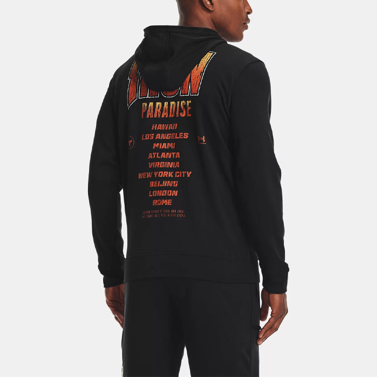 Men's Under Armour Project Rock Alphabet Pattern Printing Zipper Black 1361749-001