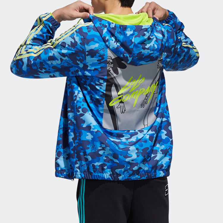 adidas neo M Radio W WB Camouflage hooded Sports Jacket Blue FU3596