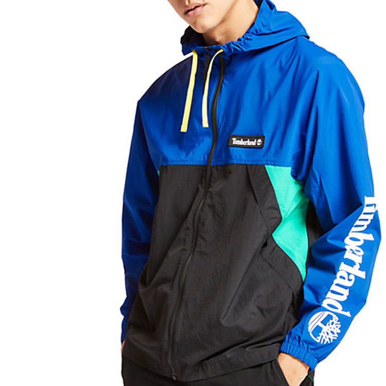 Men's Timberland Splicing hooded Zipper Jacket Blue A22UJZ38