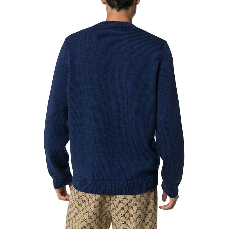 Gucci GG V-neck Wool Sweater 'Blue' 577089-XKAU0-4912