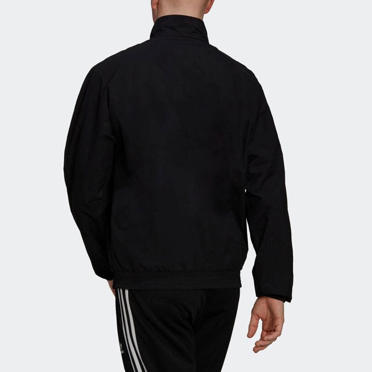 Men's adidas originals Printing Alphabet Stand Collar Long Sleeves Sports Jacket Black HN0397