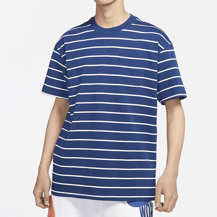 Nike Sportswear Sports Stripe Round Neck Short Sleeve Blue DM8880-490
