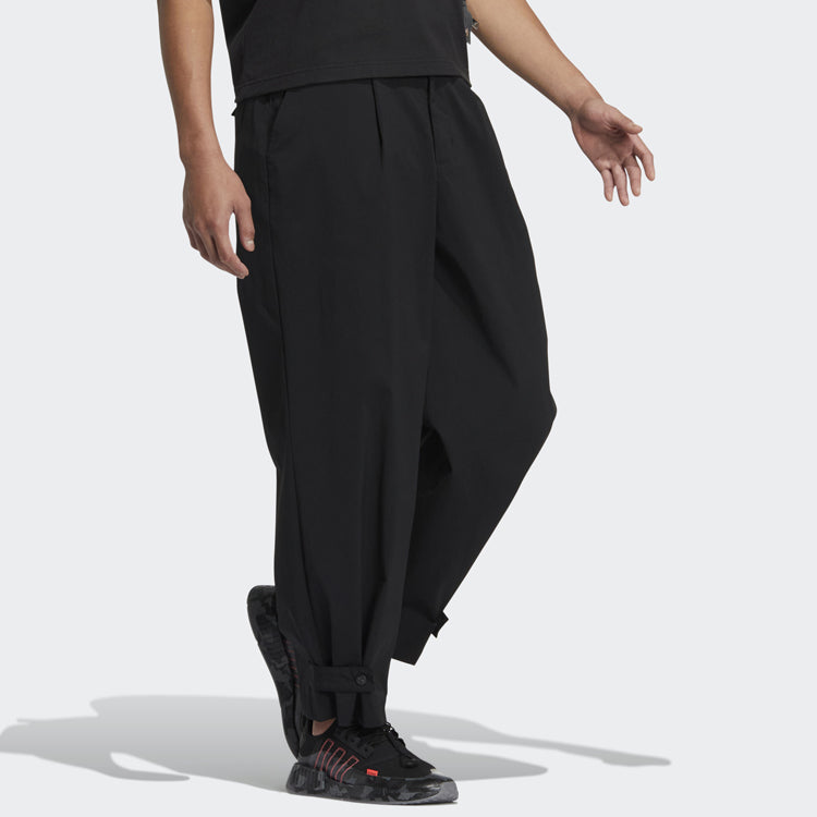 Men's adidas originals Speed Track P Solid Color Zipper Buckle Casual Pants/Trousers Black HU1235