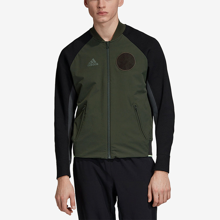 adidas Ny M Vrct Jkt Tennis Sports Contrast Color Stitching Jacket Green DX4326