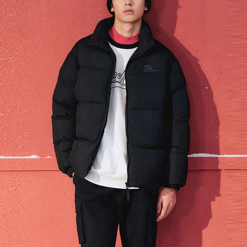 Skechers Fashion Logo Printed Down Jacket 'Black' L423U106-0018