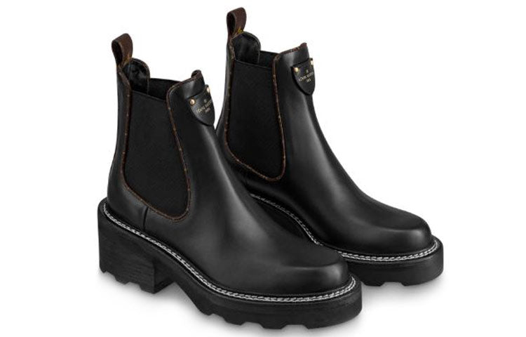 (WMNS) LOUIS VUITTON LV Beaubourg Chlsea Boots 'Black Brown White' 1A8947