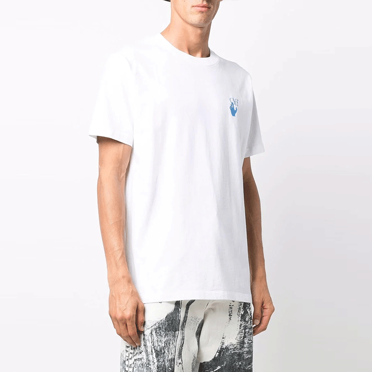 Off-White FW21 Logo Embroidered Alphabet Short Sleeve Ordinary Version White OMAA027F21JER0040184