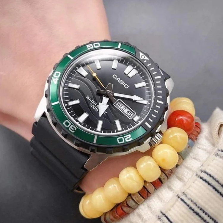 CASIO Analog 'Black Verdent Green' MTD-125-1AVDF