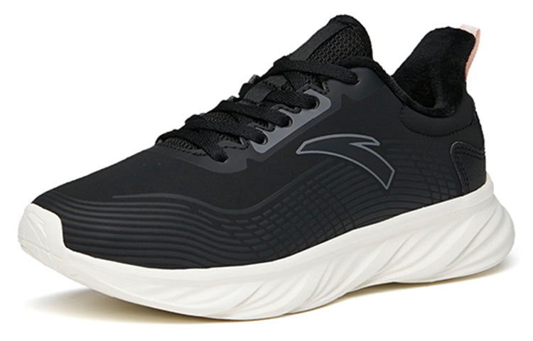 (WMNS) ANTA Running Series Sneakers Leather Fleeced 'Black White' 122145571-8