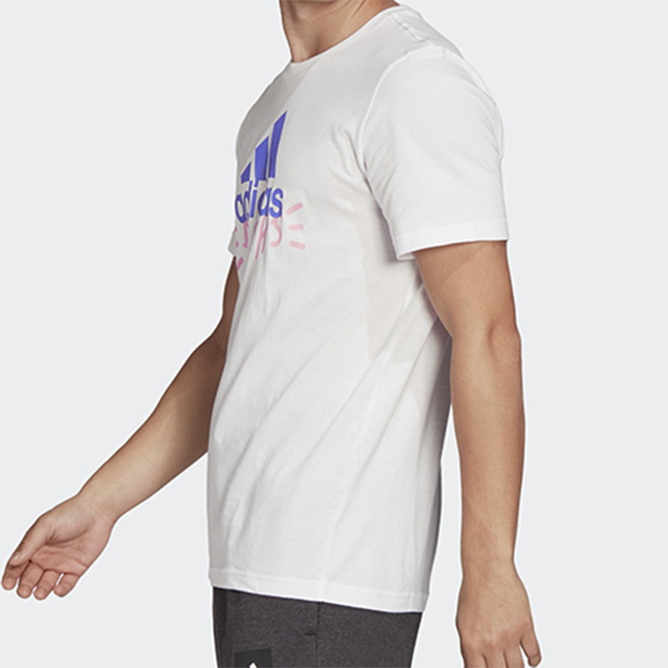 adidas Sports Graffiti Round Neck Short Sleeve White FN1728