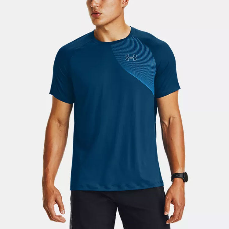Men's Under Armour Qualifier Lightweight Running Sports Gym Short Sleeve Blue 1353467-581