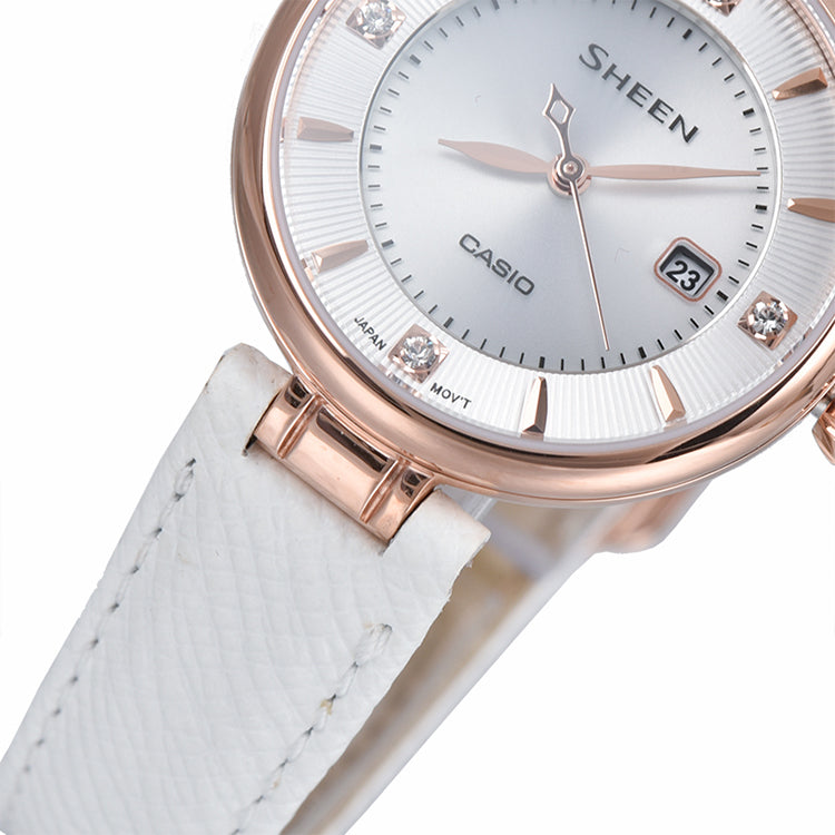 CASIO SHEEN Sapphire Crystal Solar Powered White Analog SHE-4523PGL-7AUPR