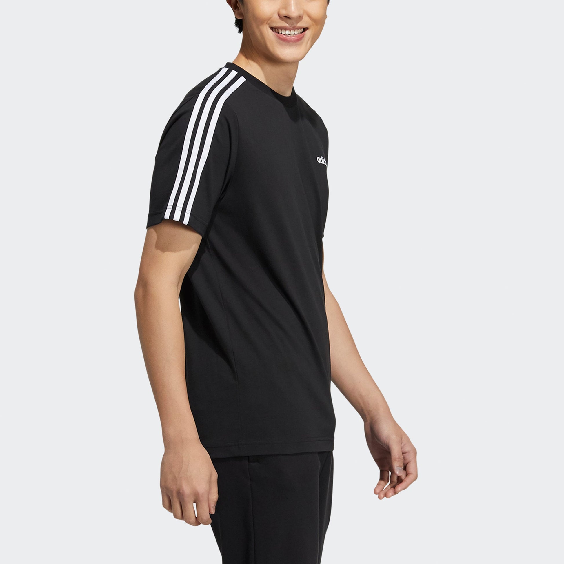 adidas neo M Ce 3s Tee Stripe Sports Round Neck Short Sleeve Black HA2255