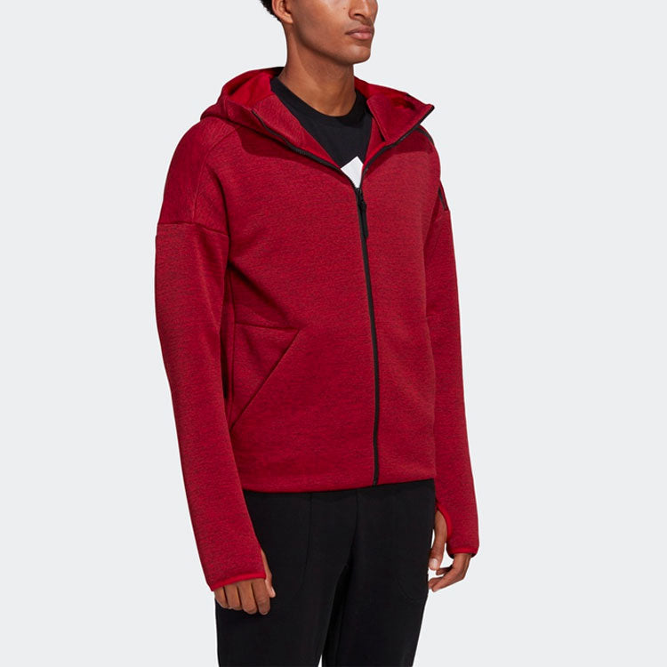 adidas Athleisure Casual Sports Cozy Training Zipper Hooded Jacket Red GT2508