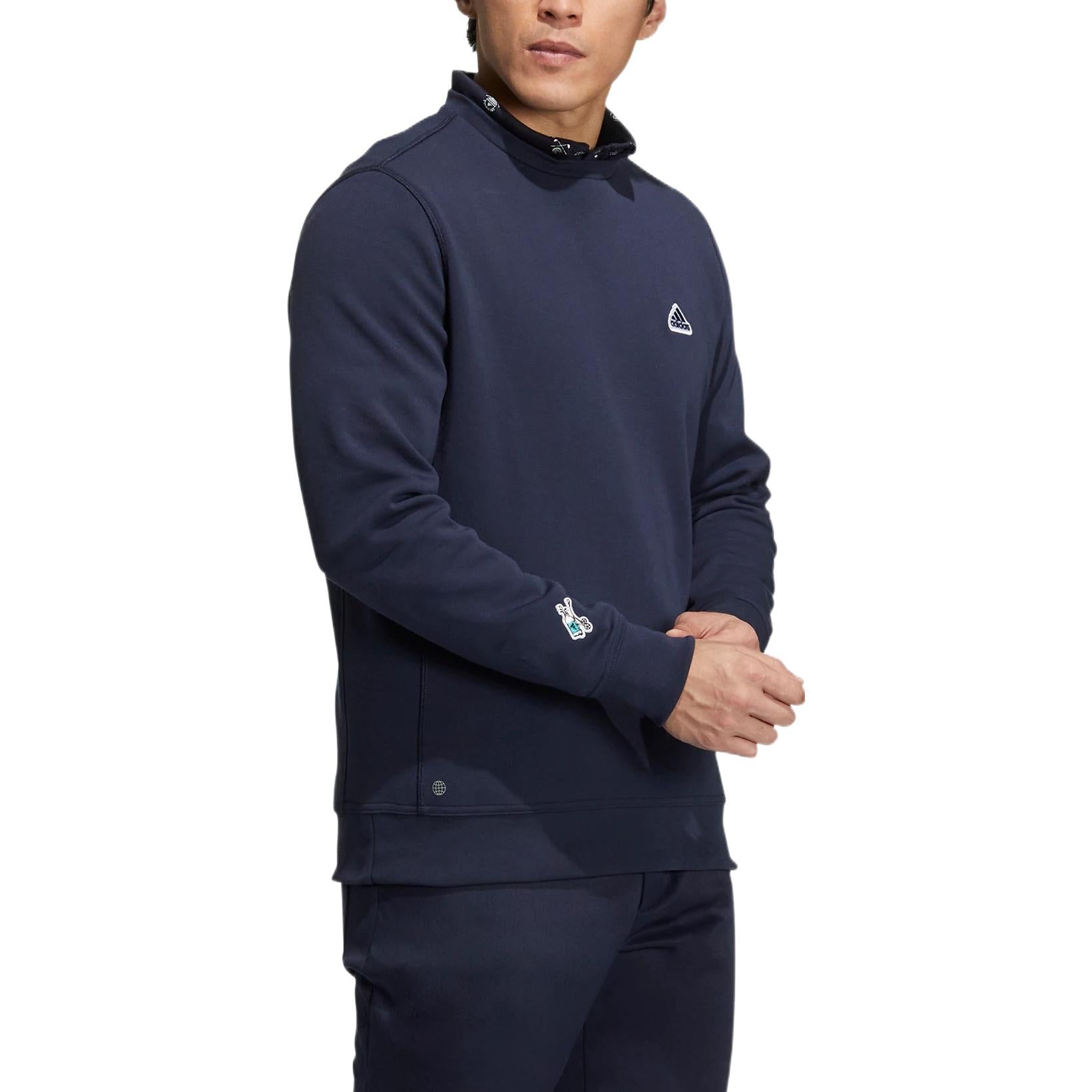 Men's adidas Pg Sweat Crew Solid Color Logo Round Neck Pullover Long Sleeves Navy Blue HG5789
