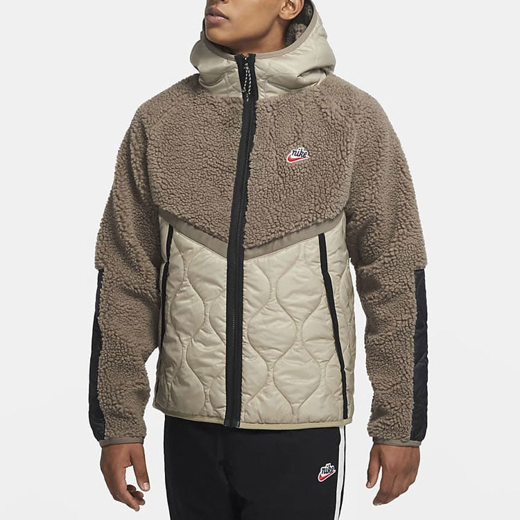Nike Sportswear Hooded Fleece Jacket Men Brown Camel CU4447-040