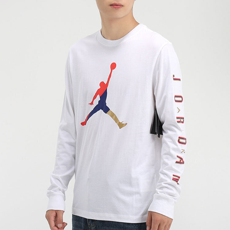 Air Jordan Alphabet Multi-Color Logo Round Neck Long Sleeves White CN3503-100