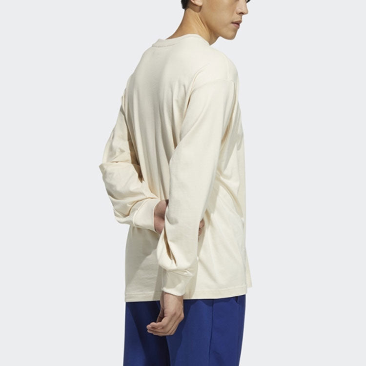 adidas originals Brand Logo Solid Color Round Neck Long Sleeves Beige HC0355