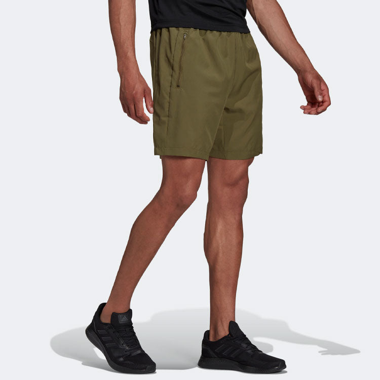 Men's adidas Solid Color Logo Sports Gym Shorts Olive Green HC6856