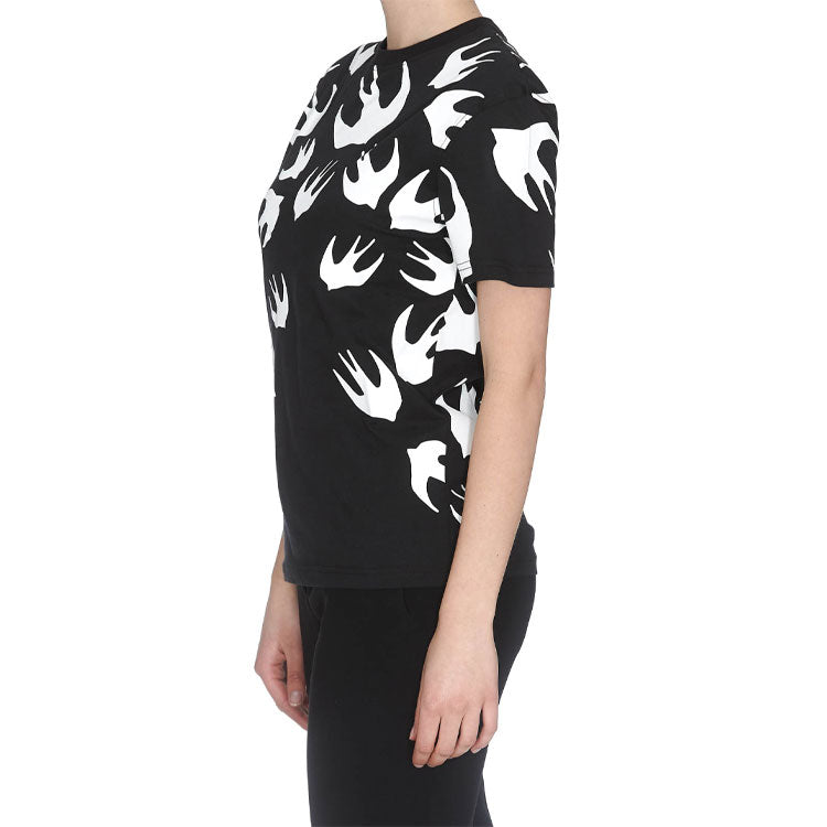 McQ Alexander McQueen Swallow Printing Pattern Short Sleeve Black 318978-RLT71-1000
