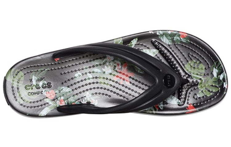 (WMNS) Crocs Crocband Flowers Flip-Flops Black 206101-0FF