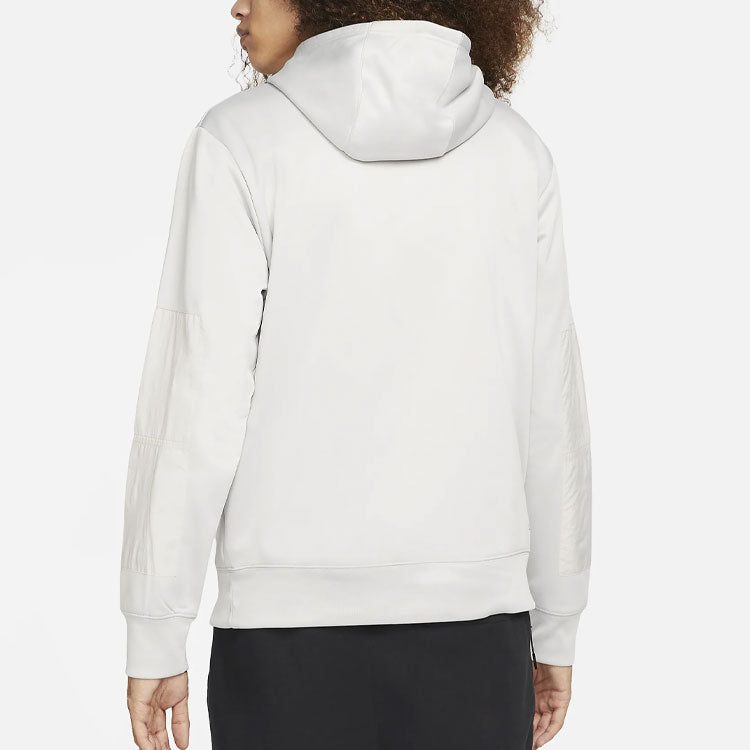 Men's Nike Solid Color Logo Hooded Long Sleeves Gray White DQ5103-012