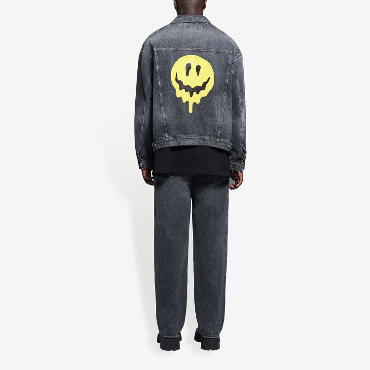 Balenciaga SS21 Drip Peace Large Fit Denim Jacket 'Black' 657607TBP471090