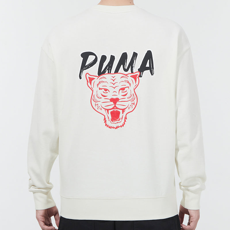 PUMA Funny Logo Sports Pullover Round Neck Creamy White 536574-93