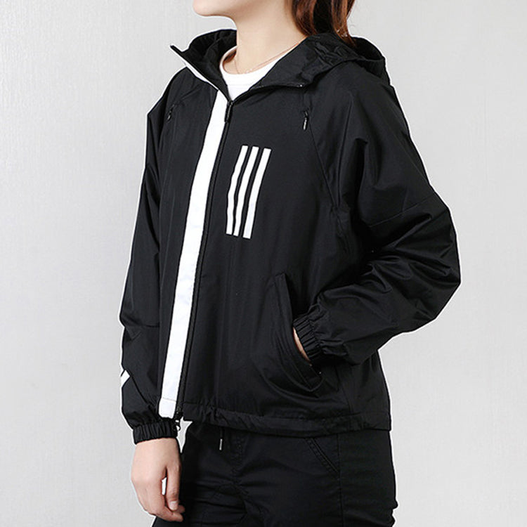 (WMNS) adidas Hooded Running Sports Jacket Black FH6664