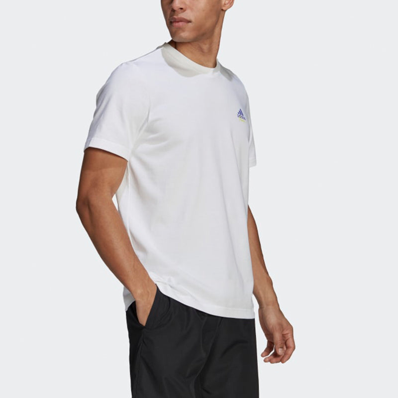 adidas Tennis Sports Back Printing Round Neck Short Sleeve White GN8056