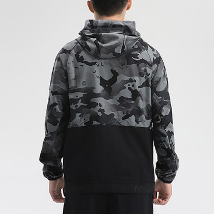 Men's Nike Camouflage Athleisure Casual Sports Hooded Jacket Black CU4043-010