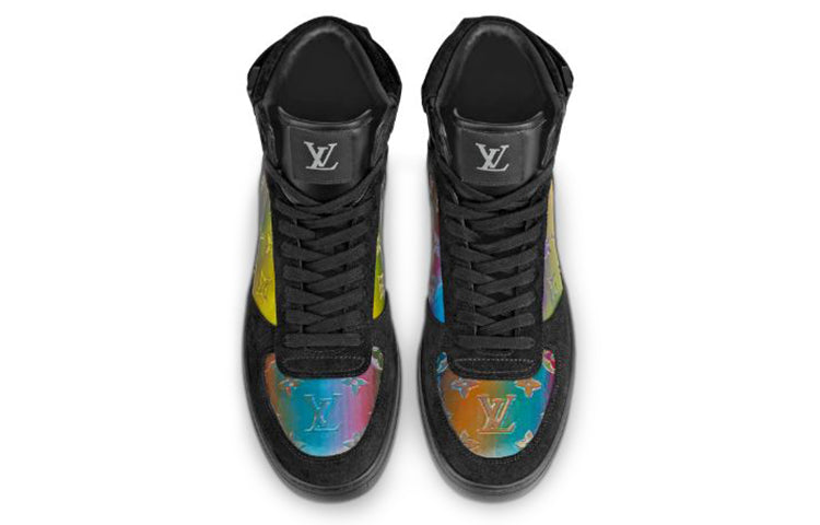 LOUIS VUITTON Rivoli Ankle Sneakers 'Black with Colorfull Monogram Patches' 1A5I47