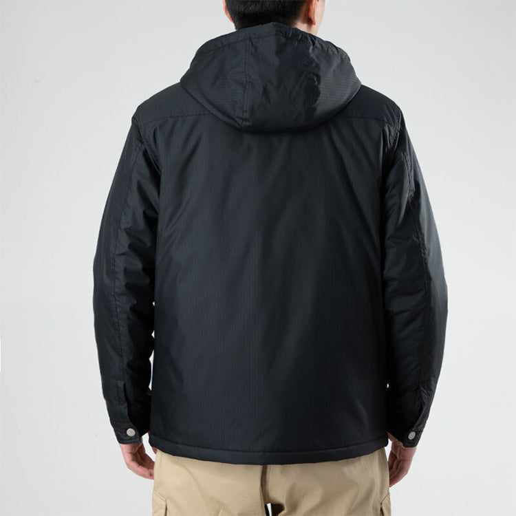 Men's Converse Casual Sports Cargo Hooded Long Sleeves Padded Black Jacket 10021637-A01