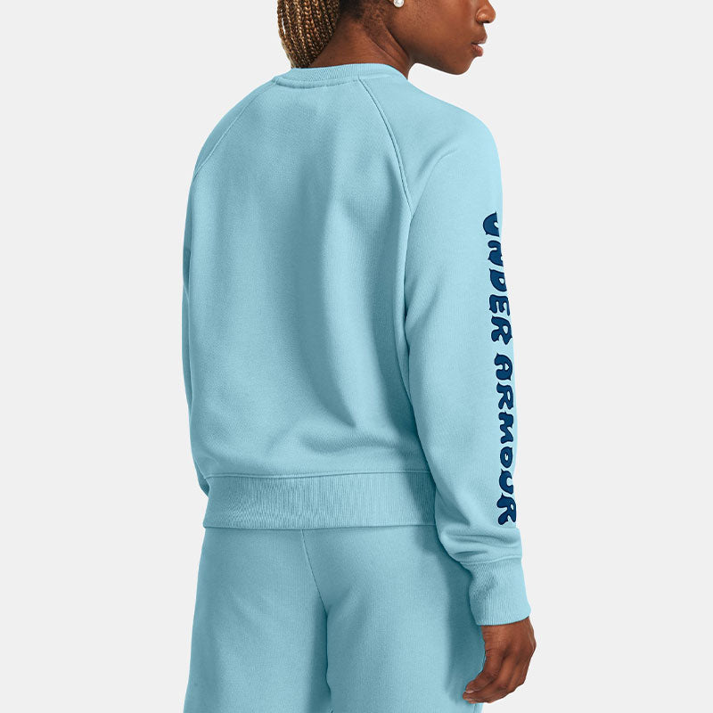 (WMNS) Under Armour Heavyweight Terry Crew Pullover 'Light Blue' 1379833-490