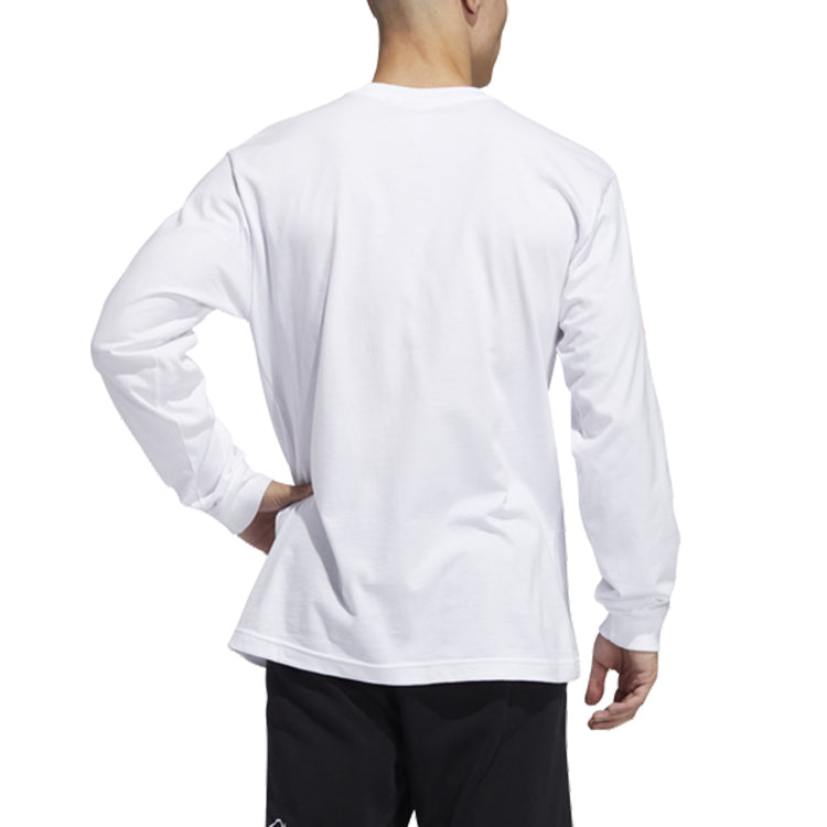 adidas originals Contrasting Colors Logo Printing Sports Round Neck Long Sleeves White GV4393