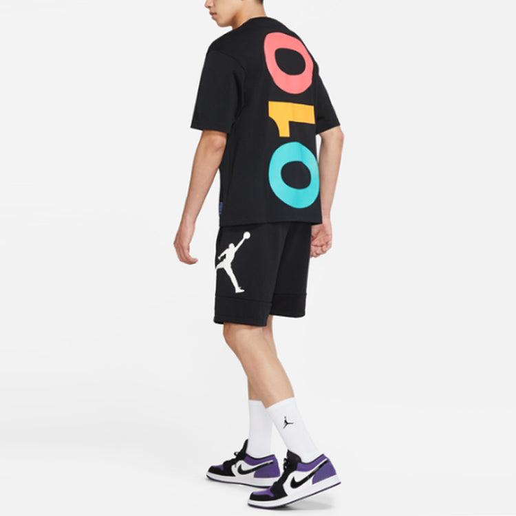Men's Air Jordan Dongdan 1985 Logo Printing Round Neck Short Sleeve Black T-Shirt DM0712-010