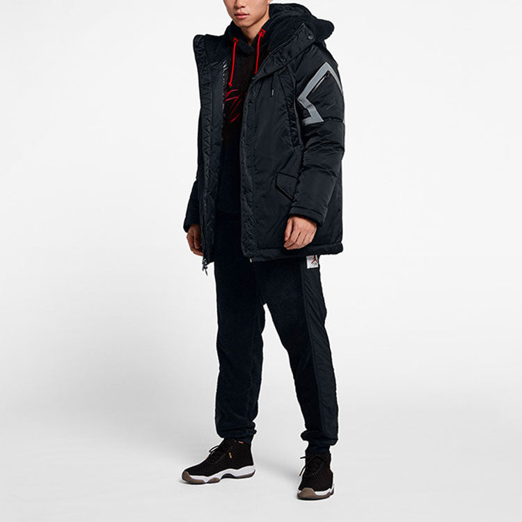 Air Jordan Casual Sports Stay Warm hooded Thicken mid-length Down Jacket Black AA1952-010