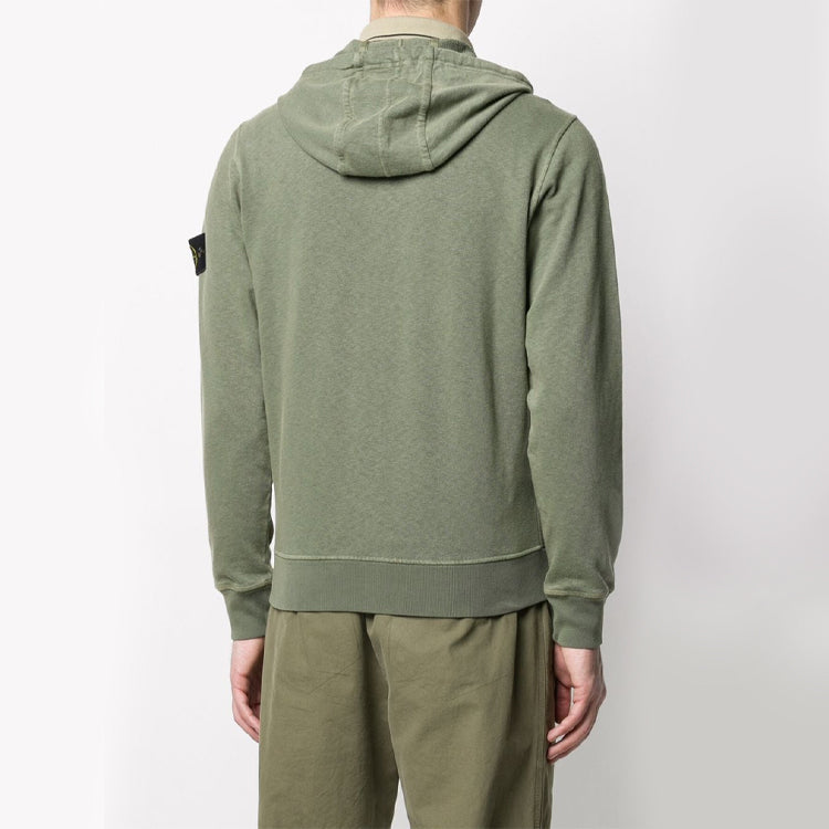 STONE ISLAND Zip Cotton Hooded Fleece Men Green MO721564251-V0058
